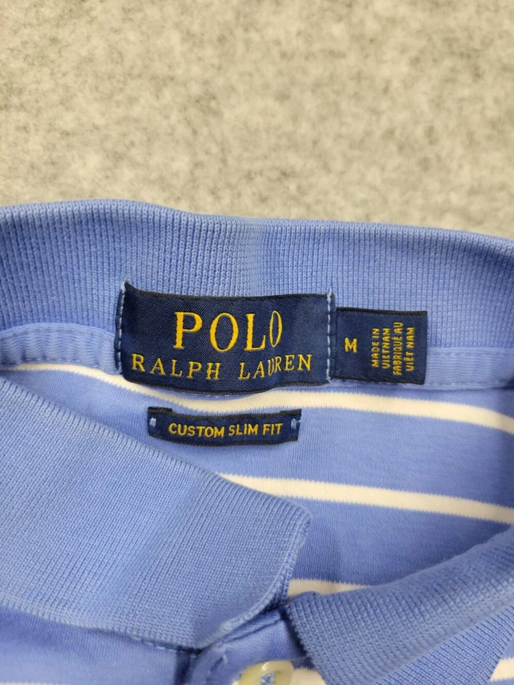 Polo Ralph Lauren Mens polo shirt  size medium blue and white good condition